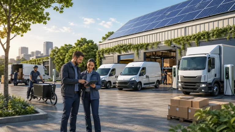 Home Elektrische voertuigen, laadpalen en slimme planning helpen bedrijven uitstoot en kosten te verlagen.