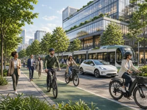 Beroemdheden Medewerkers reizen groen naar kantoor met fiets, ov, wandelen en elektrisch vervoer.