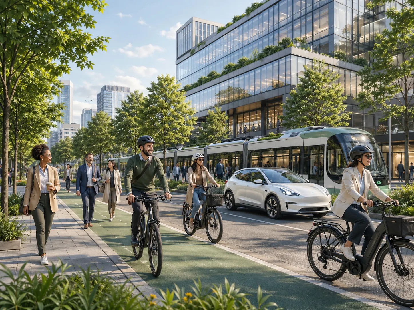 Medewerkers reizen groen naar kantoor met fiets, ov, wandelen en elektrisch vervoer.