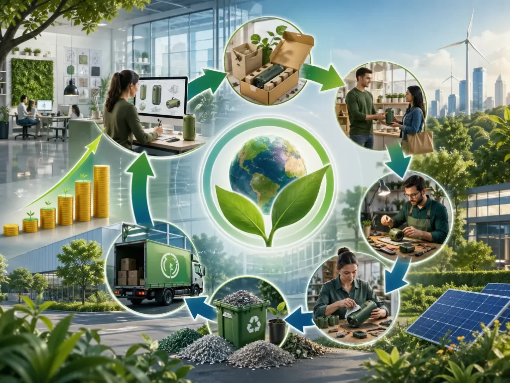 Een duurzaam bedrijfsmodel waarin hergebruik, reparatie en recycling zorgen voor minder verspilling en meer waarde.